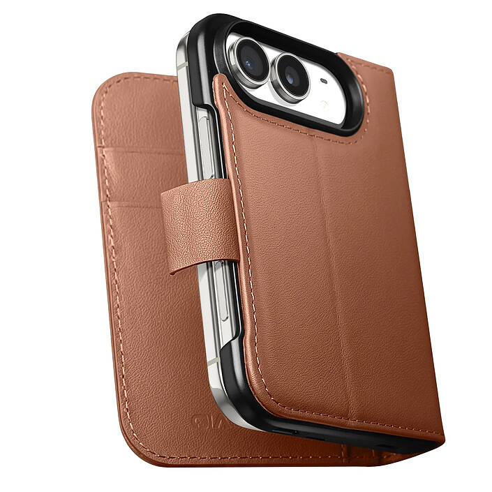 Acheter Générique Étui Portefeuille pour iPhone Duo en Cuir avec Support Dépliable Marron
