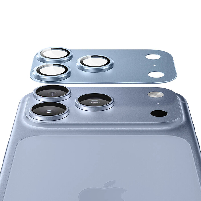 Acheter Protection Caméra pour iPhone 18 Pro Max en Verre Trempé avec Cadre Titane Bleu clair