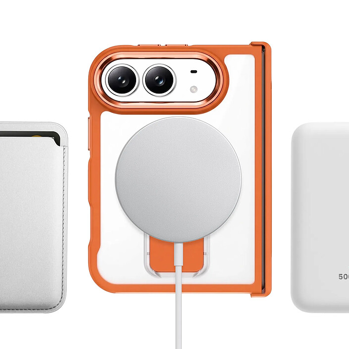 Avis Générique Coque pour iPhone Duo Compatible MagSafe avec Support Béquille Orange