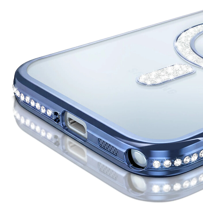 Avis Coque Diamant pour Galaxy S26 Ultra avec Anneau Magnétique et Contour Strassé Noir / Transparent