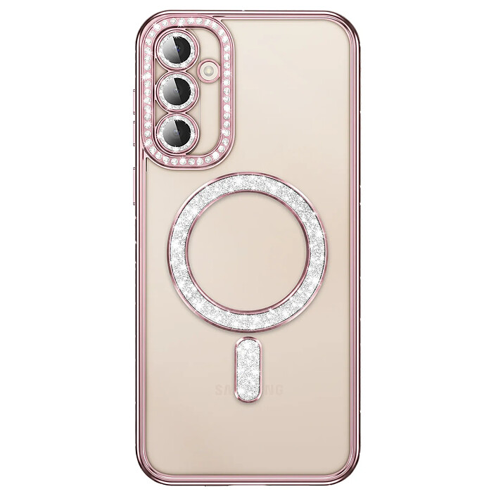 Coque Diamant pour Galaxy S26 Plus avec Anneau Magnétique et Contour Strassé Noir / Transparent