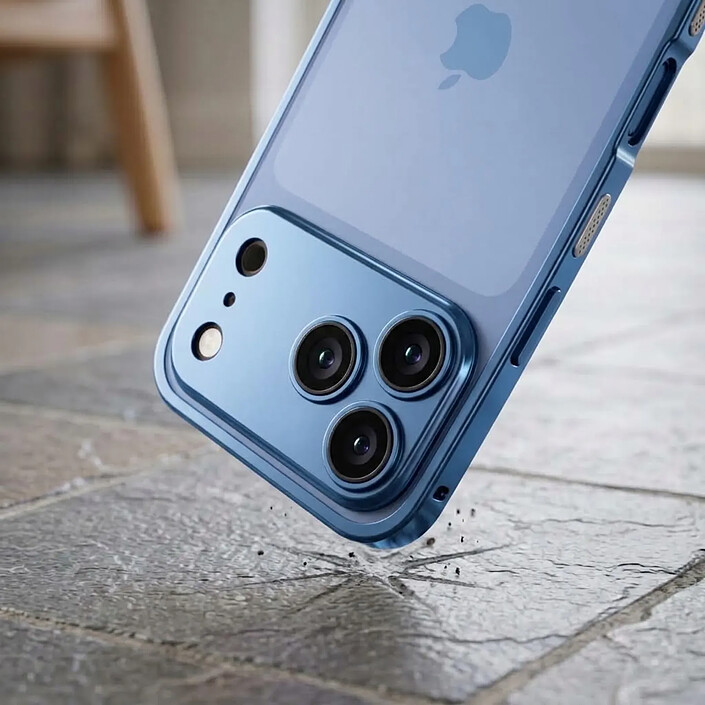 Protection Design pour iPhone 18 Pro Antichoc avec Protection Caméra Intégré Bleu pas cher