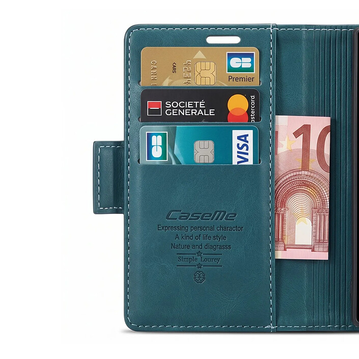Avis Caseme Étui Portefeuille pour iPhone Duo Effet Cuir avec Support et Anti-RFID Vert d'eau