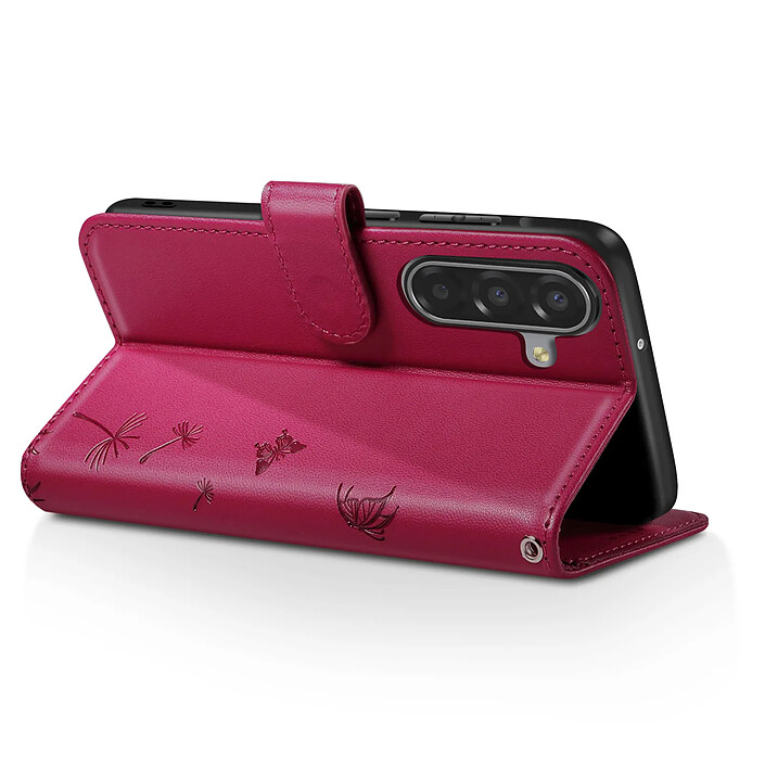 Avis Zanaé Étui Portefeuille pour Galaxy A17 Premium Design Fleurs Papillon Fuchsia