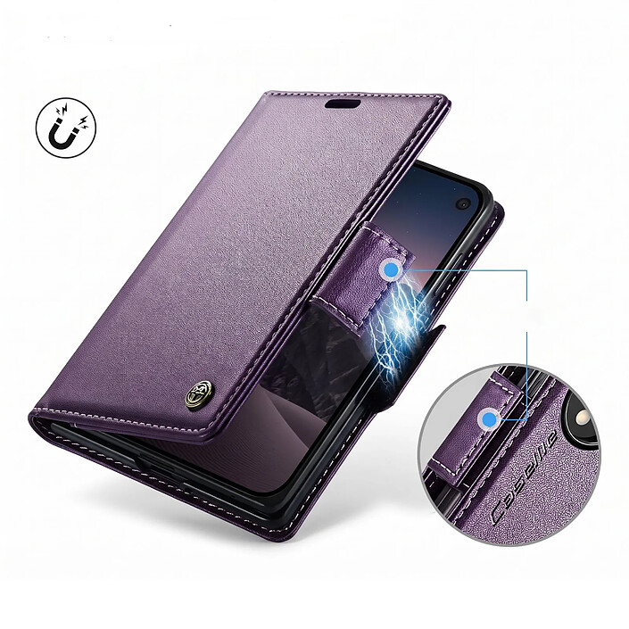Acheter Caseme Étui Portefeuille pour iPhone Duo Effet Cuir avec Support et Anti-RFID Violet