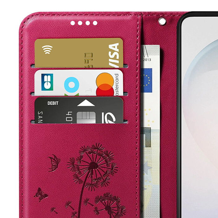 Zanaé Étui Portefeuille pour Galaxy S26 Premium Design Fleurs Papillon Fuchsia pas cher