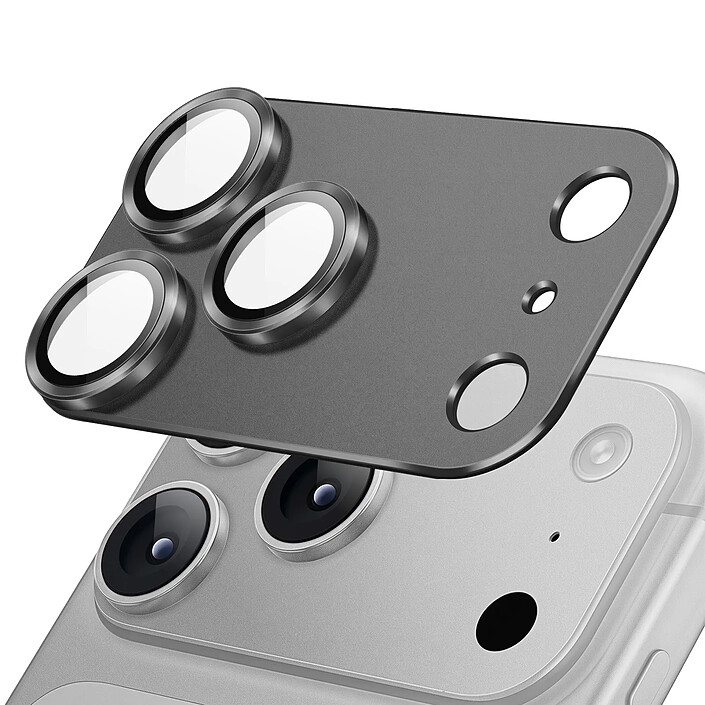 Protection Caméra pour iPhone 18 Pro Max en Verre Trempé avec Cadre Titane Gris foncé