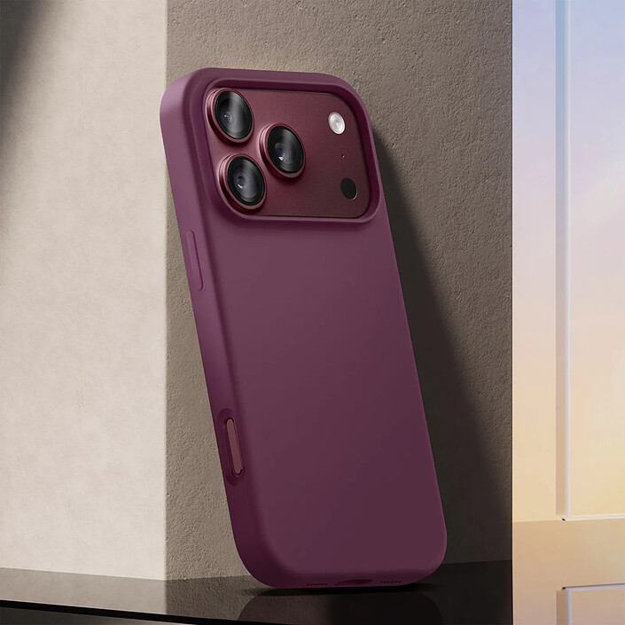 Acheter Coque MagSafe pour iPhone 18 Pro en Silicone avec Bords Relevés Violet foncé