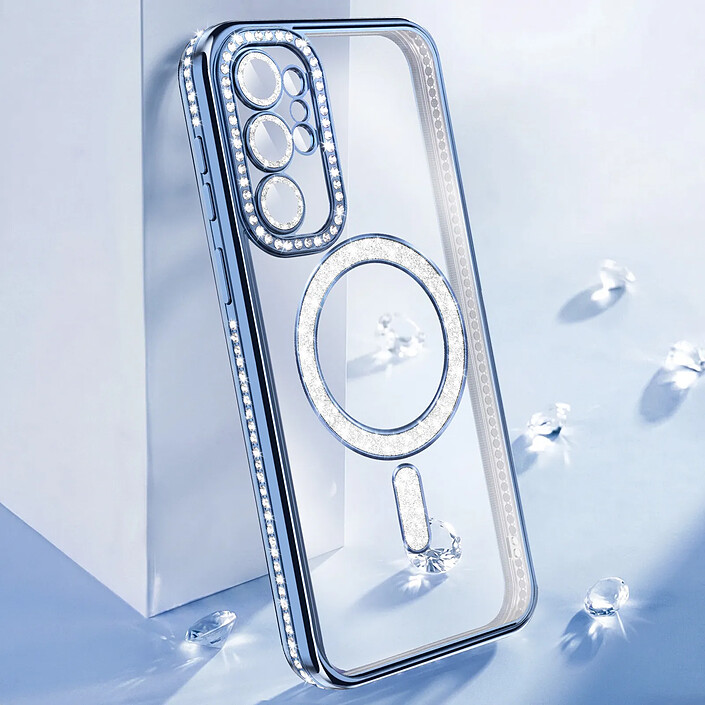 Acheter Coque Diamant pour Galaxy S26 Ultra avec Anneau Magnétique et Contour Strassé Noir / Transparent