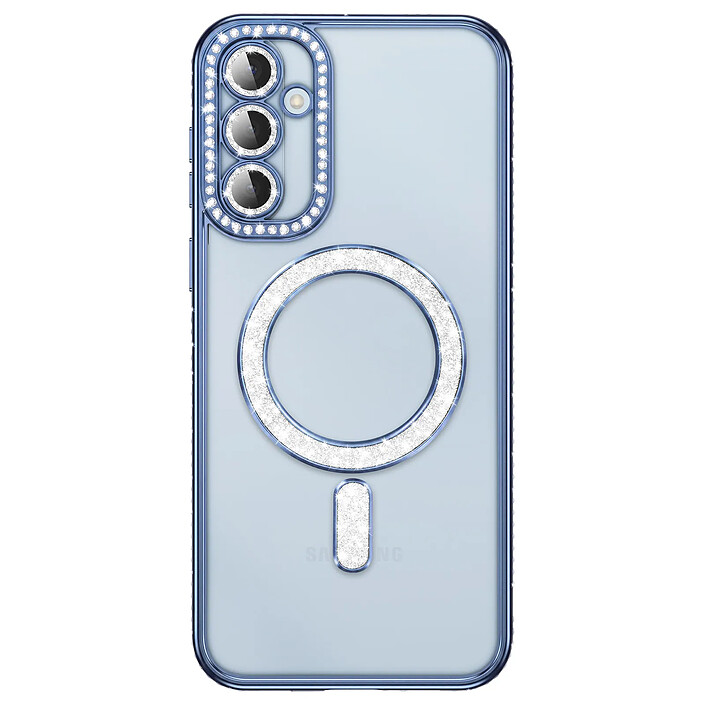 Coque Diamant pour Galaxy S26 Plus avec Anneau Magnétique et Contour Strassé Noir / Transparent
