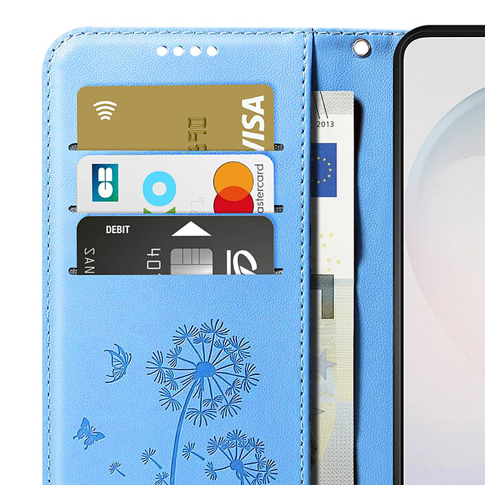 Zanaé Étui Portefeuille pour Galaxy S26 Premium Design Fleurs Papillon Bleu clair pas cher