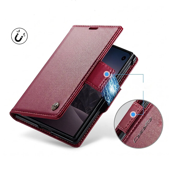 Acheter Caseme Étui Portefeuille pour iPhone Duo Effet Cuir avec Support et Anti-RFID Bordeaux