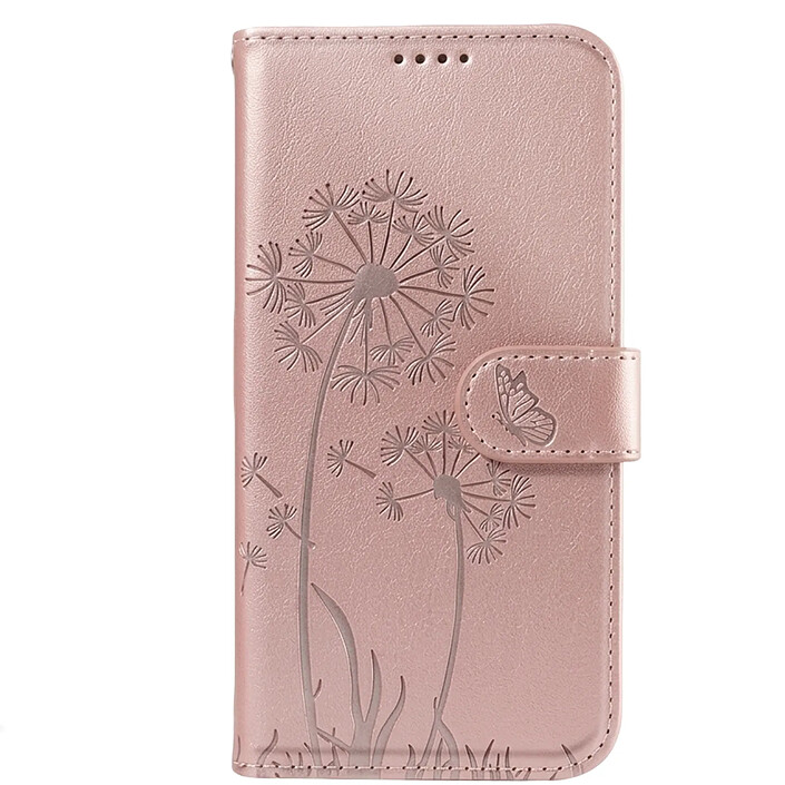 Zanaé Étui Portefeuille pour Galaxy S26 Premium Design Fleurs Papillon Rose champagne