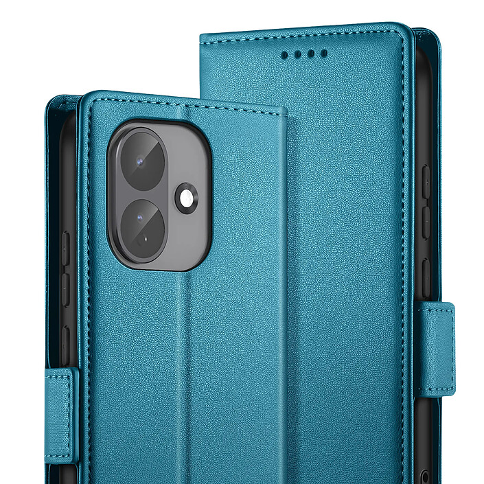 Acheter Étui Portefeuille pour Redmi Note 17 Pro Effet Cuir Givré avec Support Bleu canard