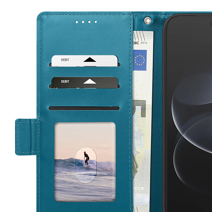 Étui Portefeuille pour Redmi Note 17 Pro Effet Cuir Givré avec Support Bleu canard pas cher