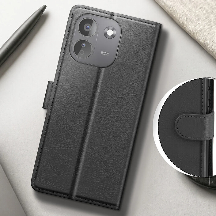 Acheter Étui Portefeuille pour Redmi Note 17 Pro Série Chesterfield avec Support Bleu nuit