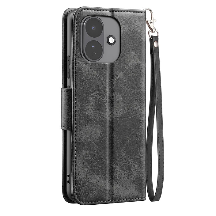 Étui Portefeuille pour Redmi Note 17 Pro Vintage avec Support Vidéo et Dragonne Noir