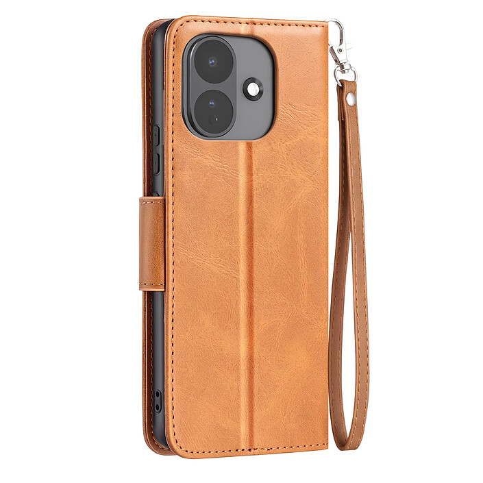 Étui Portefeuille pour Redmi Note 17 Pro Vintage avec Support Vidéo et Dragonne Camel