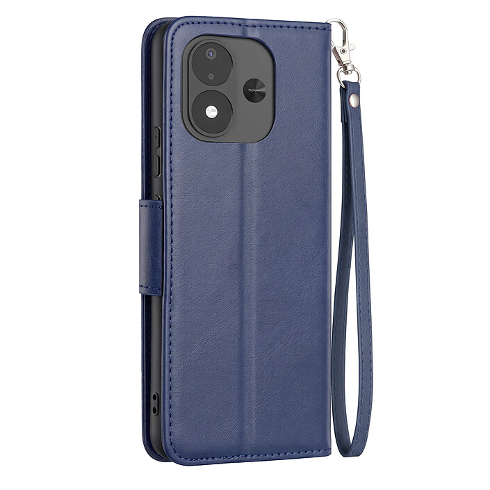 Étui Portefeuille pour Redmi Note 17 Vintage avec Support Vidéo et Dragonne Bleu nuit