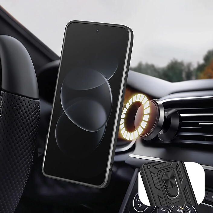Acheter Coque pour Redmi Note 17 Pro avec Anneau Support et Cache Caméra Coulissant Noir