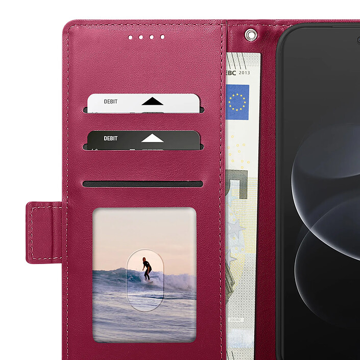 Étui Portefeuille pour Redmi Note 17 Pro Série Smart Book avec Support Bordeaux pas cher