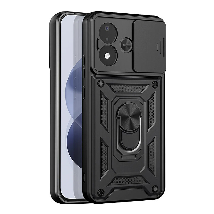 Coque pour Redmi Note 17 avec Anneau Support et Cache Caméra Coulissant Bleu nuit
