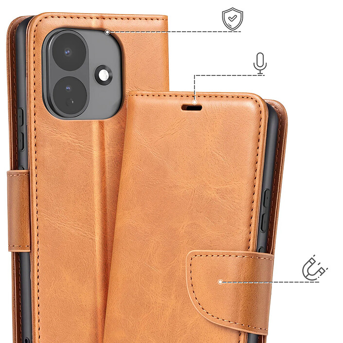 Avis Étui Portefeuille pour Redmi Note 17 Pro Vintage avec Support Vidéo et Dragonne Camel