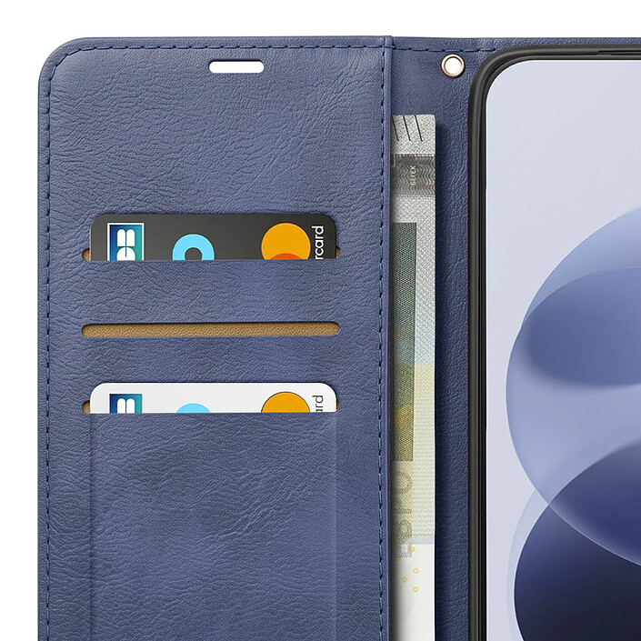 Étui Portefeuille pour Redmi Note 17 Vintage avec Support Vidéo et Dragonne Bleu nuit pas cher