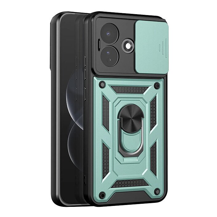 Coque pour Redmi Note 17 Pro avec Anneau Support et Cache Caméra Coulissant Noir