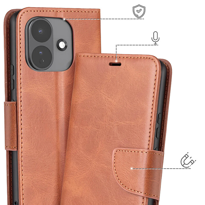 Avis Étui Portefeuille pour Redmi Note 17 Pro Vintage avec Support Vidéo et Dragonne Marron