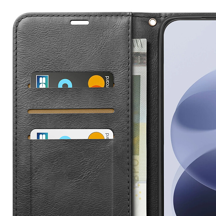 Étui Portefeuille pour Redmi Note 17 Vintage avec Support Vidéo et Dragonne Noir pas cher