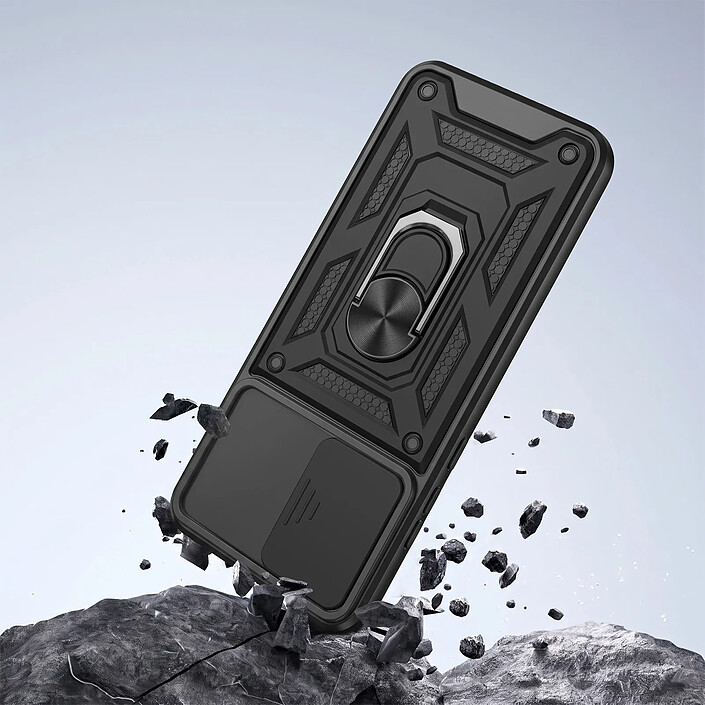 Coque pour Redmi Note 17 avec Anneau Support et Cache Caméra Coulissant Bleu nuit pas cher