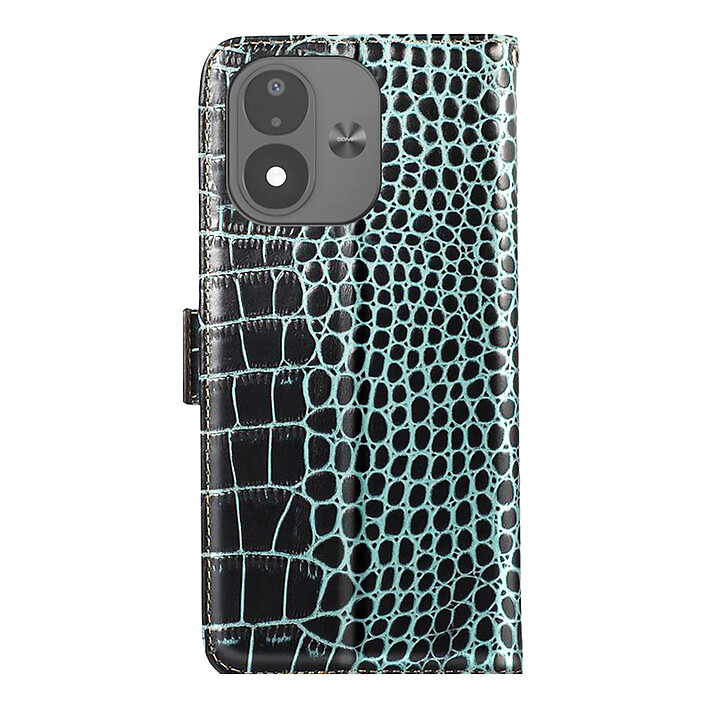 Étui Portefeuille Anti-RFID pour Xiaomi Redmi Note 17 en Cuir Croco Noir / Bleu