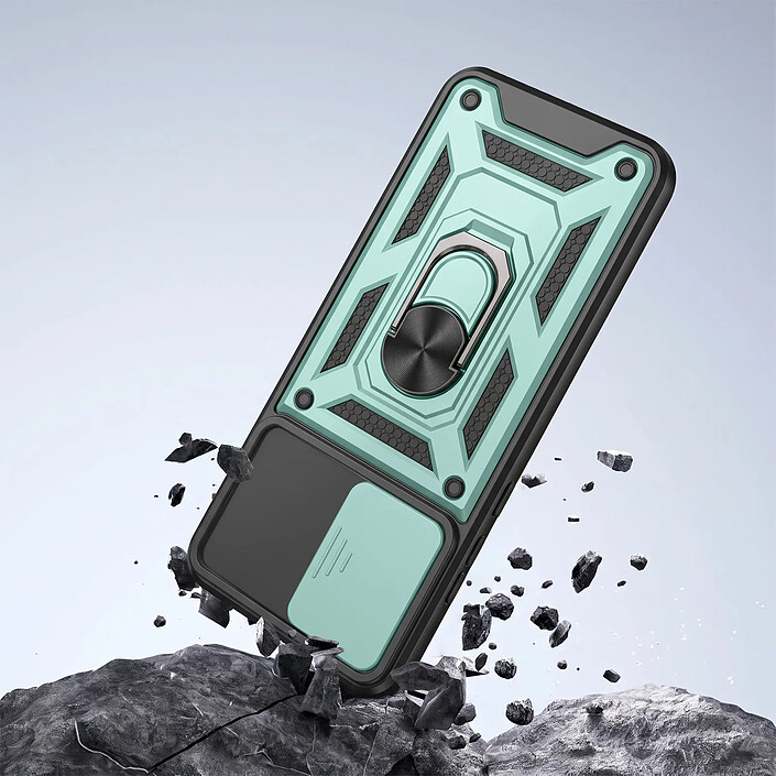 Coque pour Redmi Note 17 avec Anneau Support et Cache Caméra Coulissant Bleu nuit pas cher