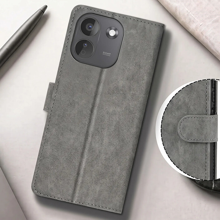 Acheter Étui Portefeuille pour Redmi Note 17 Pro Série Chesterfield avec Support Bleu nuit