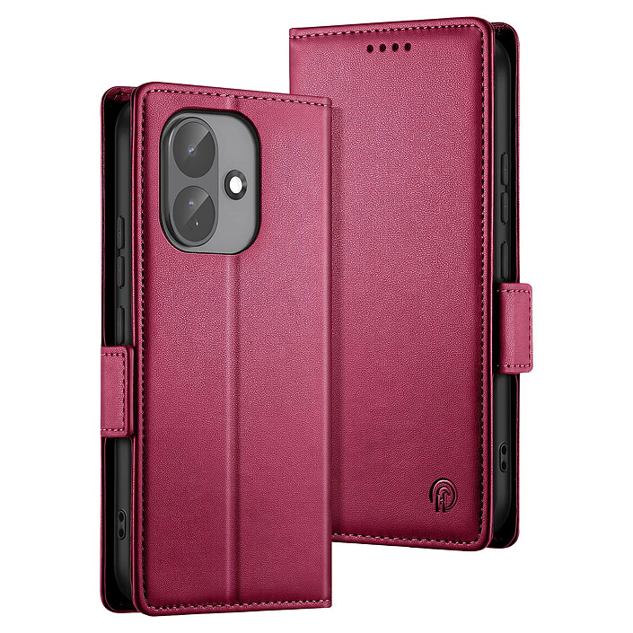 Étui Portefeuille pour Redmi Note 17 Pro Série Smart Book avec Support Bordeaux