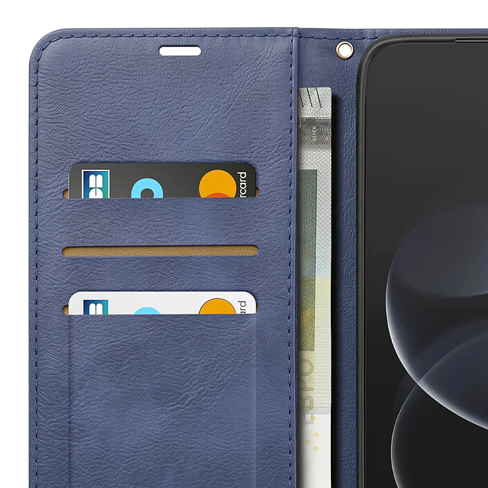 Étui Portefeuille pour Redmi Note 17 Pro Max Vintage avec Support et Dragonne Bleu nuit pas cher