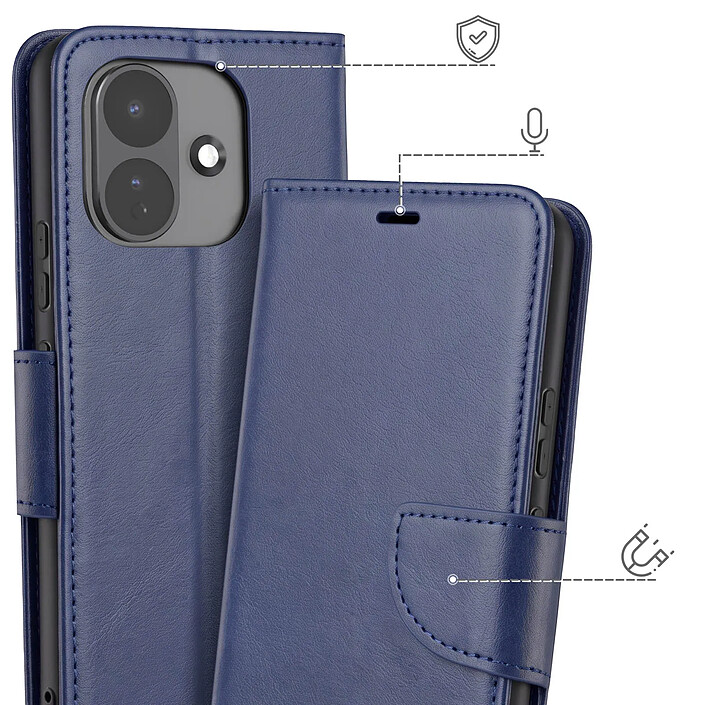 Avis Étui Portefeuille pour Redmi Note 17 Pro Vintage avec Support Vidéo et Dragonne Bleu nuit