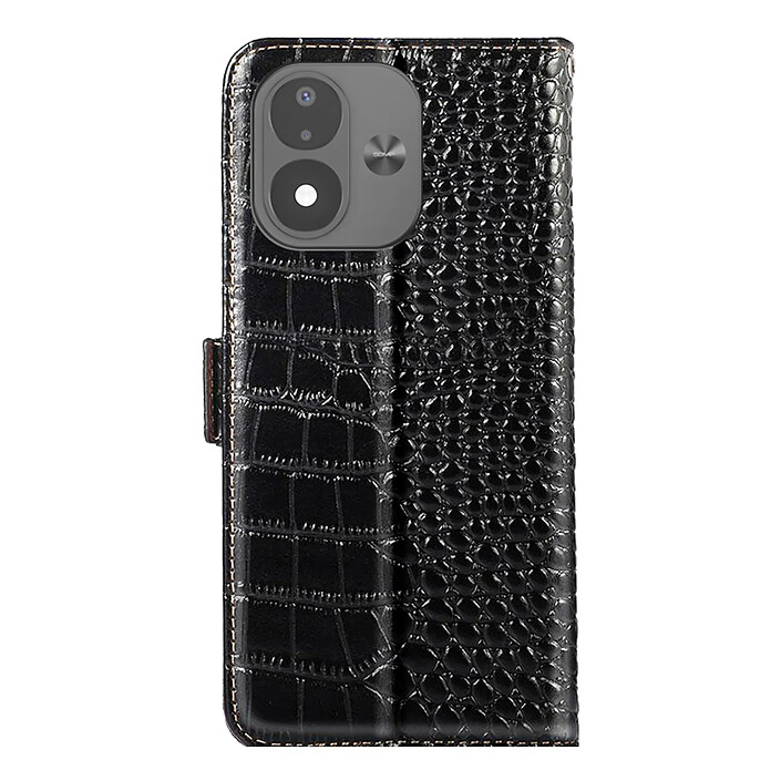 Étui Portefeuille Anti-RFID pour Xiaomi Redmi Note 17 en Cuir Croco Noir