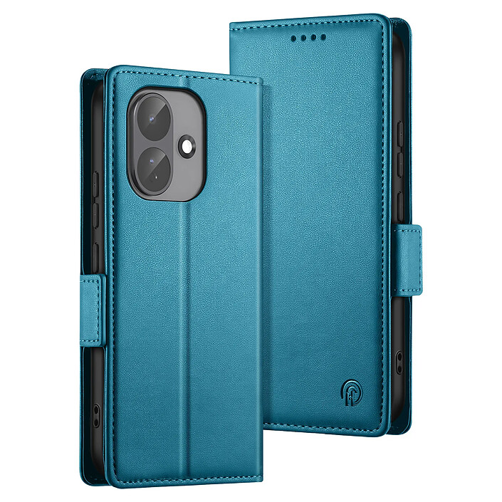 Étui Portefeuille pour Redmi Note 17 Pro Effet Cuir Givré avec Support Bleu canard