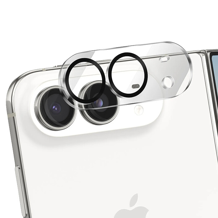 Protection Caméra pour iPhone Duo Série Full Coverage en Verre Trempé 9H Noir / Transparent