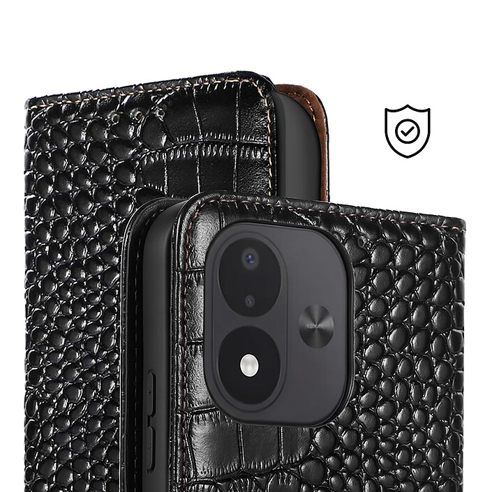 Avis Étui Portefeuille Anti-RFID pour Xiaomi Redmi Note 17 en Cuir Croco Noir