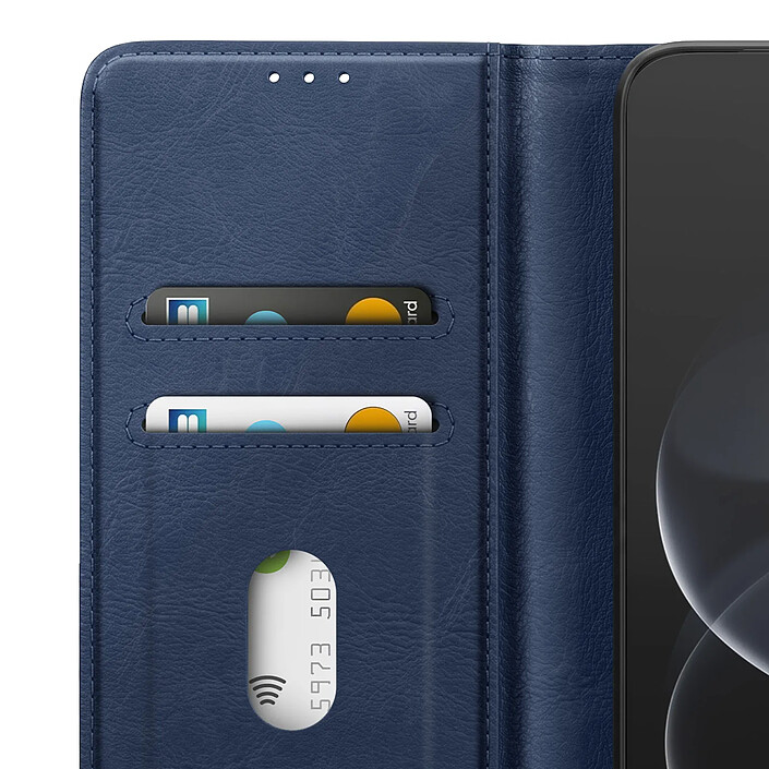 Étui Portefeuille pour Redmi Note 17 Pro Série Chesterfield avec Support Bleu nuit pas cher