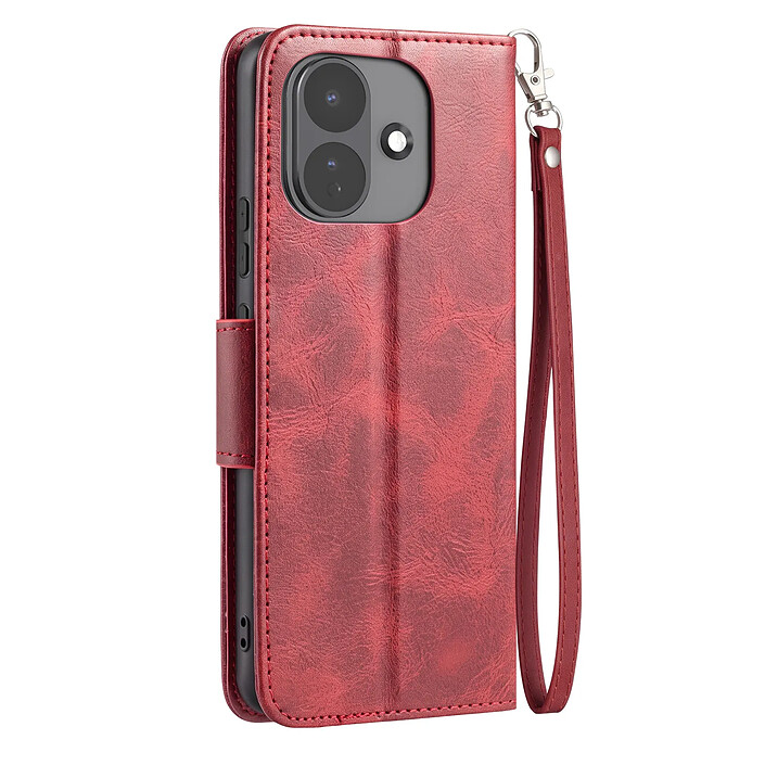 Étui Portefeuille pour Redmi Note 17 Pro Vintage avec Support Vidéo et Dragonne Bordeaux