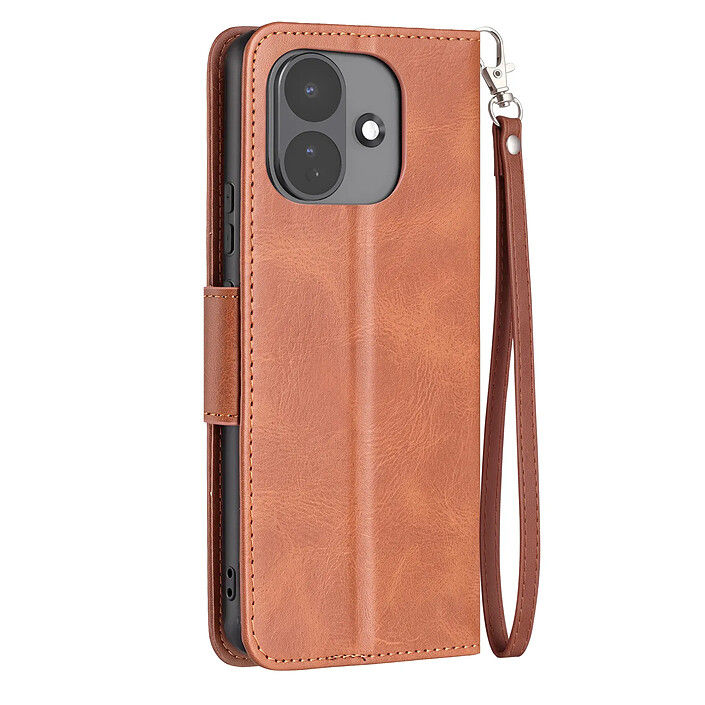 Étui Portefeuille pour Redmi Note 17 Pro Vintage avec Support Vidéo et Dragonne Marron