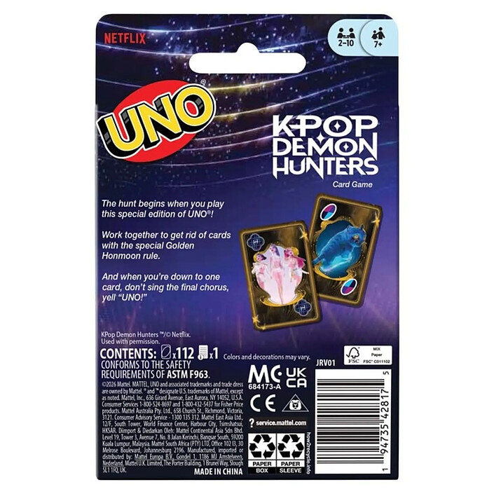 UNO - Jeu de cartes KPop Demon Hunters pas cher