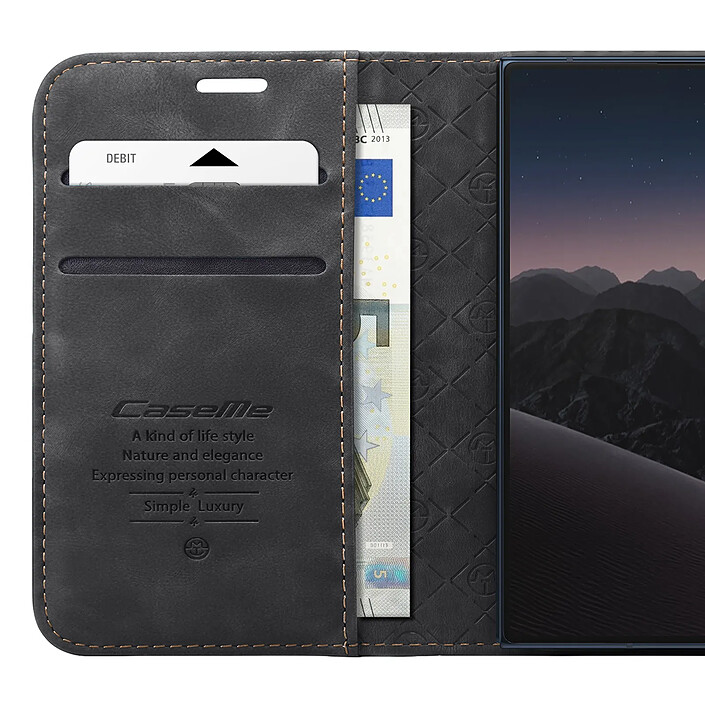 Caseme Étui Portefeuille pour iPhone Duo Protection RFID Vintage avec Support Bleu canard pas cher
