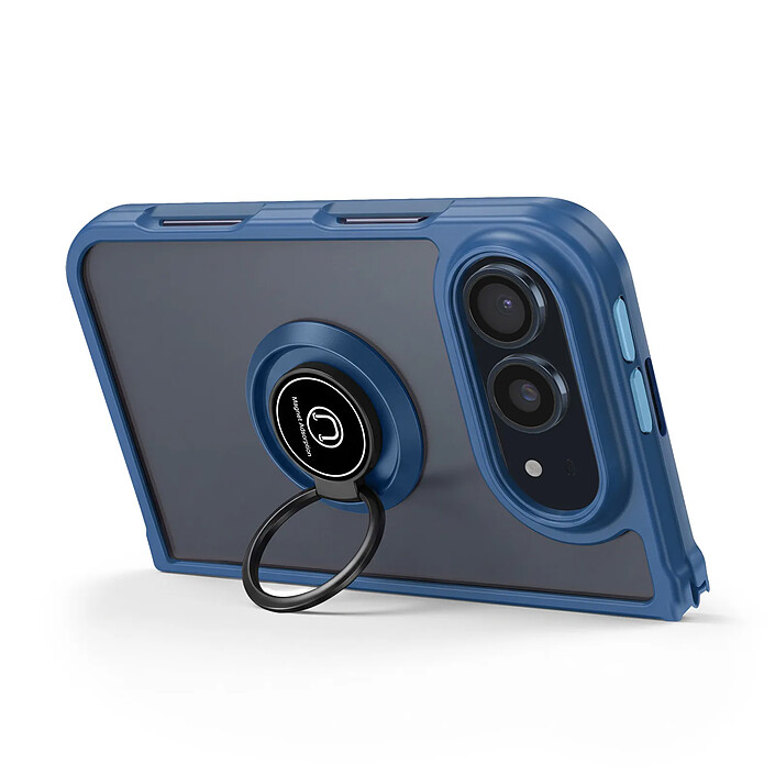 Avis Coque pour iPhone Duo Protection Bi-matière avec Supports Anneau Magnétiques Noir / Transparent
