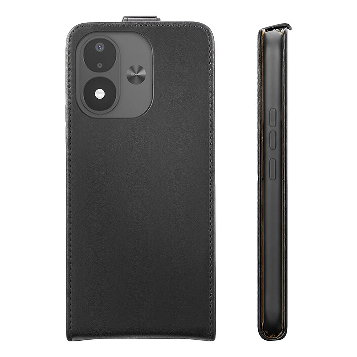 Étui à Clapet Vertical pour Xiaomi Redmi Note 17 avec Porte-Carte Noir / Marron pas cher