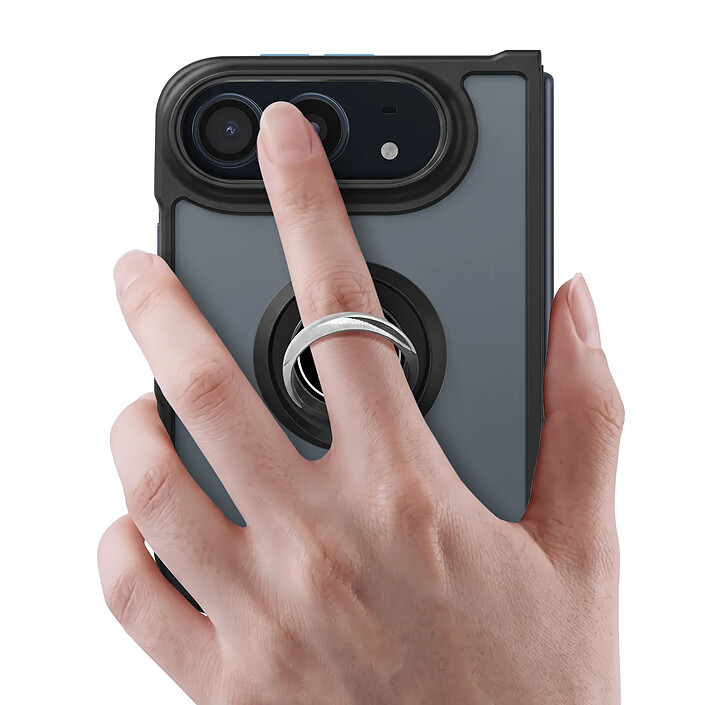 Acheter Coque pour iPhone Duo Protection Bi-matière avec Supports Anneau Magnétiques Noir / Transparent